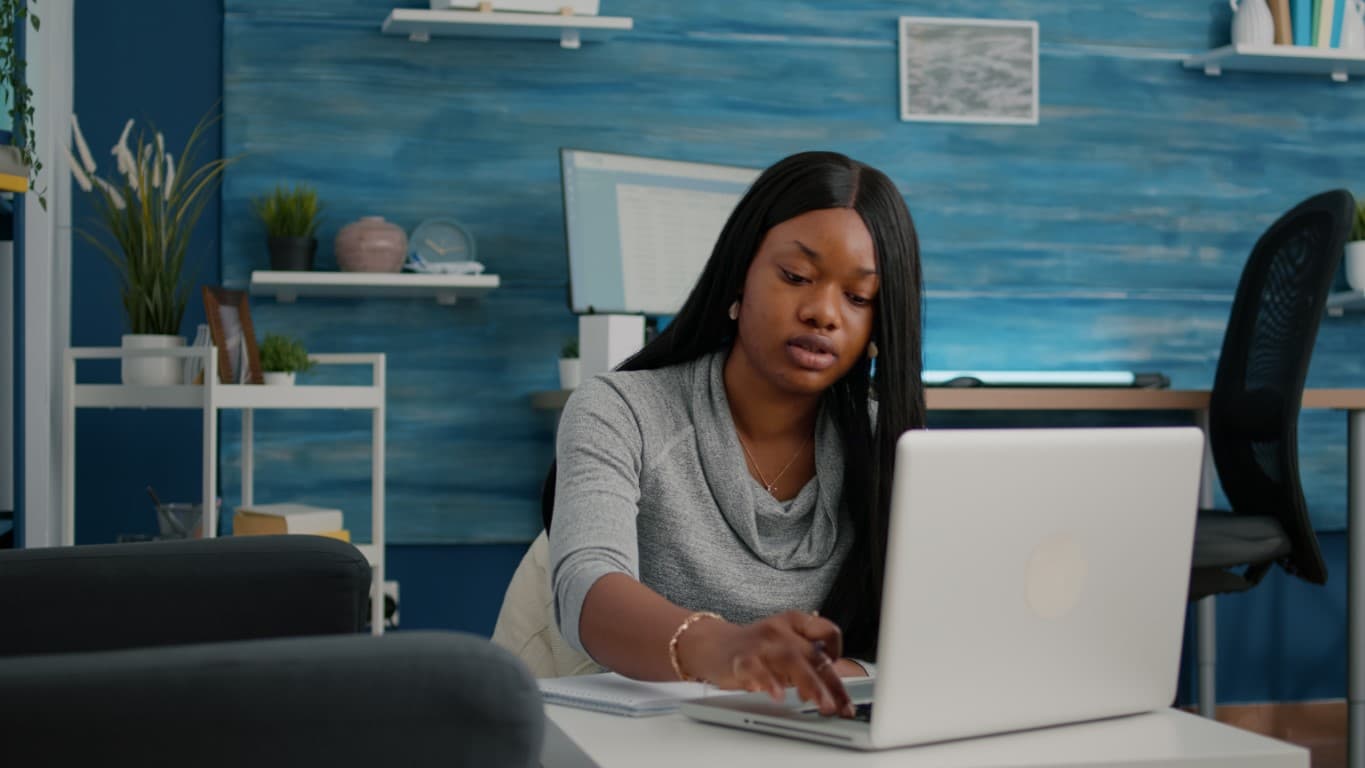 lady working remotely